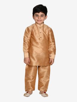 Pehanaava - Boys Ethnic Festive & Party Silk Blend Kurta & Patiala Gold (Set of 2)