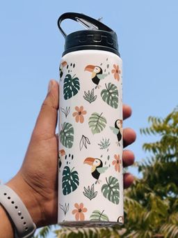 Indigifts - Sipper Water Bottle Tropical Leaves Water Bottle, Mothers Day Gift