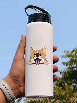 Indigifts - Sipper Water Bottle Funny Dog Printed Bottle, 750ml