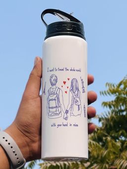 Indigifts - Sipper Water Bottle Your Hand In Mine Bottle, Valentine Gifts, Love Gift