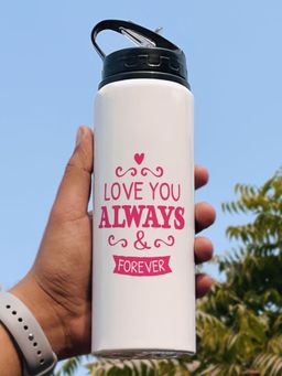 Indigifts - Sipper Water Bottle Love You Always Bottle, Valentine Gifts, Love Gift