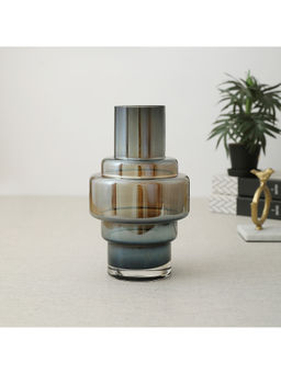 HomeTown - Modern Glass Vase, Smoky