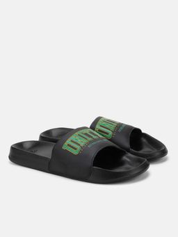United Colors of Benetton - Men Black PU Sliders