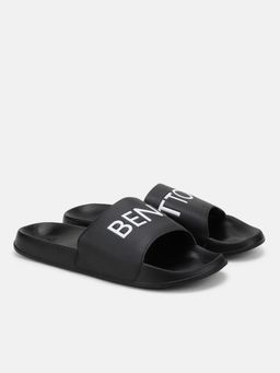 United Colors of Benetton - Men Black PU Sliders