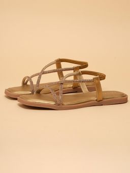 ERIDANI - Women Nydia Gold Embellished Strappy Sandals