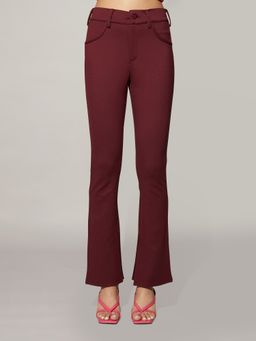 Twenty Dresses by Nykaa Fashion - Basics Wine Solid Fit And Flare Jeggings