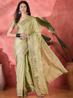 KIMISHA - Women Green Woven Silk Saree with Unstitched Blouse