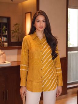 Autumnlane - Women Yellow Printed Cotton Shirt