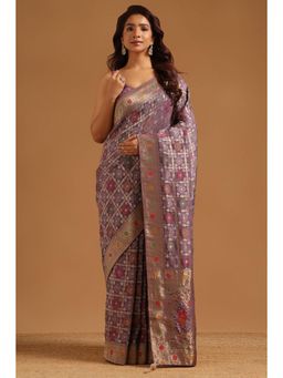 Soch - Women Lavender Woven Silk Saree with Unstitched Blouse