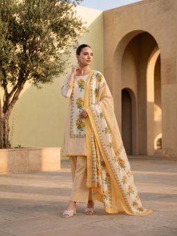 Autumnlane - Women Yellow Printed Cotton Kurta and Pant with Dupatta