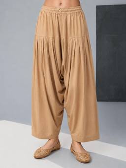 Vastramay - Women Beige Solid/Plain Cotton Salwar
