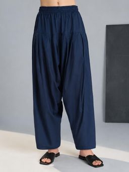 Vastramay - Women Navy Blue Solid/Plain Cotton Salwar