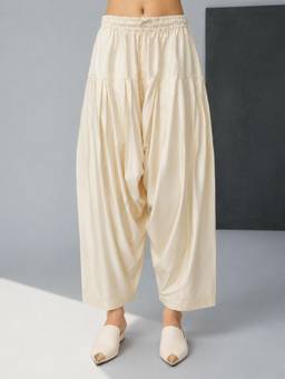 Vastramay - Women Cream Solid/Plain Viscose Salwar
