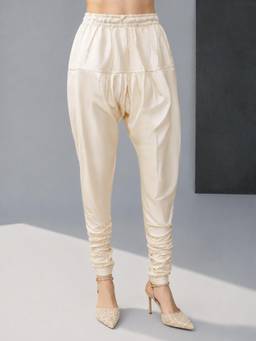 Vastramay - Women Cream Solid/Plain Viscose Churidar