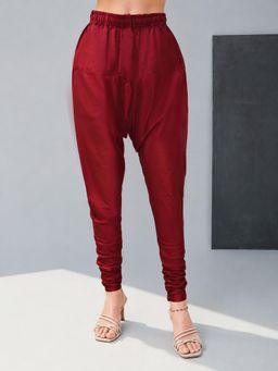 Vastramay - Women Maroon Solid/Plain Viscose Churidar