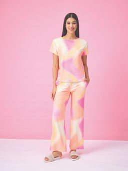 Sweet Dreams - Women Orange Tie and dye Top with Pyjama