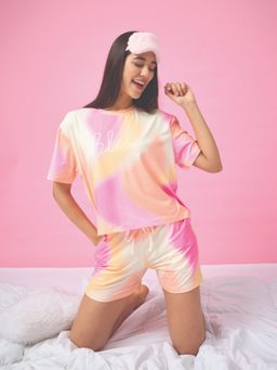 Sweet Dreams - Women Orange Tie and dye Top with Shorts