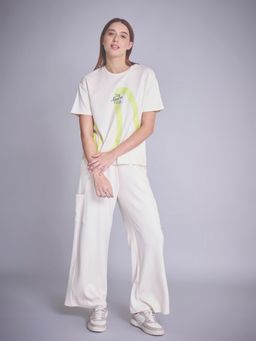 Sweet Dreams - Women White Graphic Printed Top with Pyjama