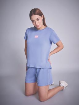 Sweet Dreams - Women Blue Solid Top with Shorts