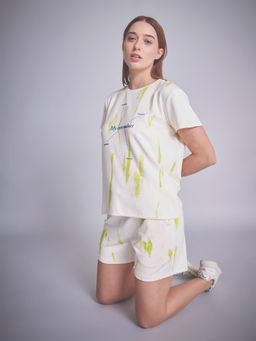 Sweet Dreams - Women White Abstract Printed Top with Shorts