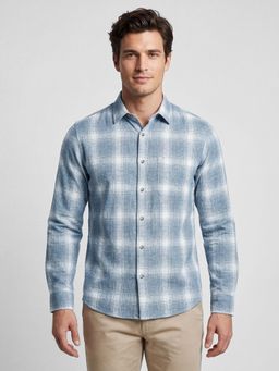 R&B - Blue Checks Casual Pure Cotton Shirt