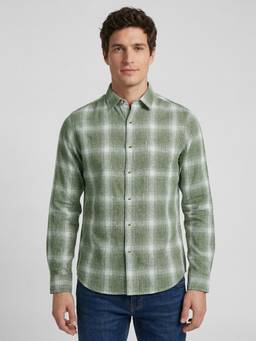R&B - Green Checks Casual Pure Cotton Shirt