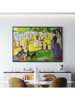 ARTCREST - A Sunday On La Gr&E Jatte Famous Painting Black Box Framed Canvas