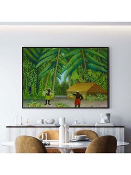 ARTCREST - Banana Harvest Painting Black Box Framed Canvas