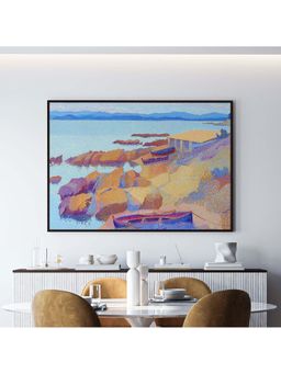 ARTCREST - Beach Painting Black Box Framed Canvas