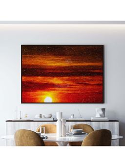 ARTCREST - Beautiful Sunset Painting Black Box Framed Canvas
