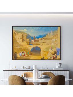 ARTCREST - Bridge In A Continental Town Painting Black Box Framed Canvas