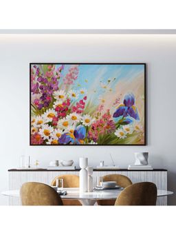 ARTCREST - Flower Painting Daisies Painting Black Box Framed Canvas
