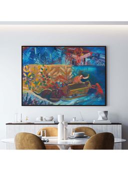 ARTCREST - Carrying The Sick Abstract Painting Black Box Framed Canvas