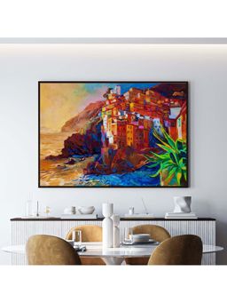 ARTCREST - Cinque Terre Soast Painting Black Box Framed Canvas