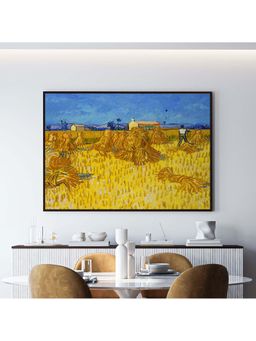 ARTCREST - Corn Harvest In Provence Painting Black Box Framed Canvas