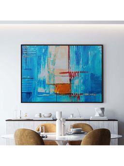 ARTCREST - Dusty Blue Abstract Painting Black Box Framed Canvas