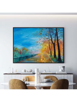 ARTCREST - Evening Autumn Street Painting Black Box Framed Canvas