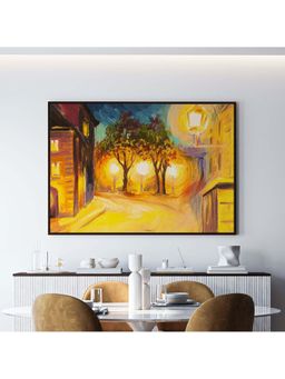ARTCREST - Evening Street In Paris Painting Black Box Framed Canvas