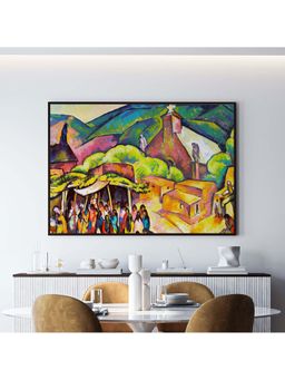 ARTCREST - Feast Day San Juan Pueblo Painting Black Box Framed Canvas