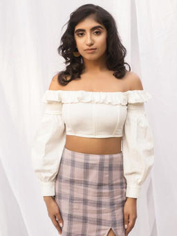 Lea Clothing - Giselle White Frill Corset Top