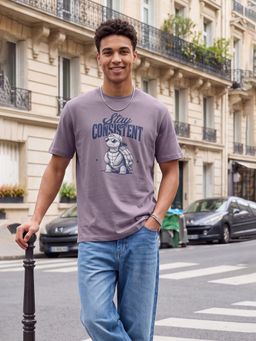 max - Purple Men Printed T-Shirt