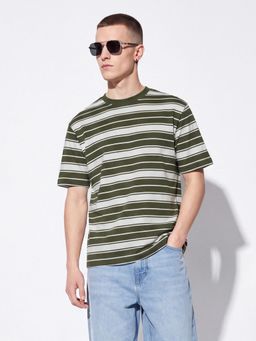 max - Green Men Striped T-Shirt