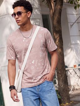 max - Pink Men Printed T-Shirt
