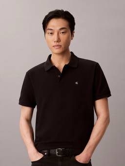 Calvin Klein - Black Solid Regular Fit Cotton Polo T-Shirt