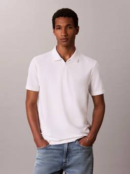 Calvin Klein - White Solid Regular Fit Cotton Polo T-Shirt