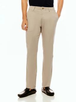 Calvin Klein - Beige Slim Fit Solid Mid Rise Trouser
