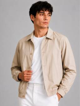 Cove and Lane - Beige Airlinen Bomber Jacket