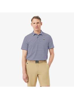 Lacoste - Modern Classic Blue Regular Fit Ultra Dry Striped Golf Polo T-Shirt