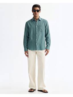 SILISOUL - Green Men Linen Blend Premium Shirt
