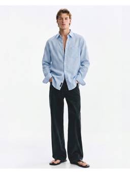 SILISOUL - Blue Men Linen Blend Premium Shirt